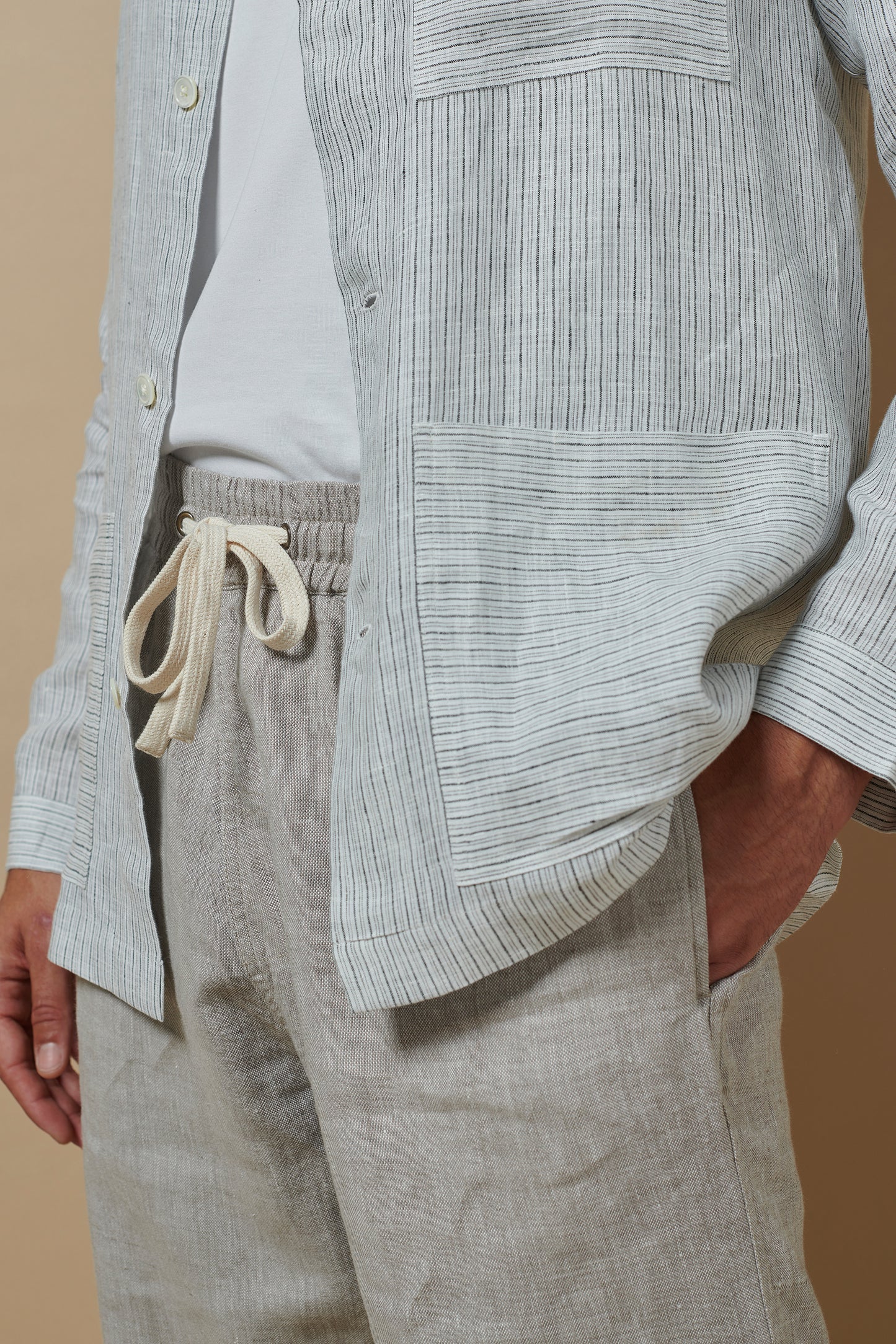 Linen Beach Jacket Sea Stripe