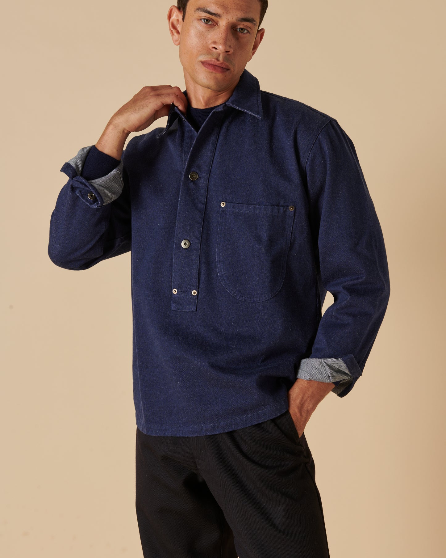 Cotton Drill Cowboy Smock Indigo