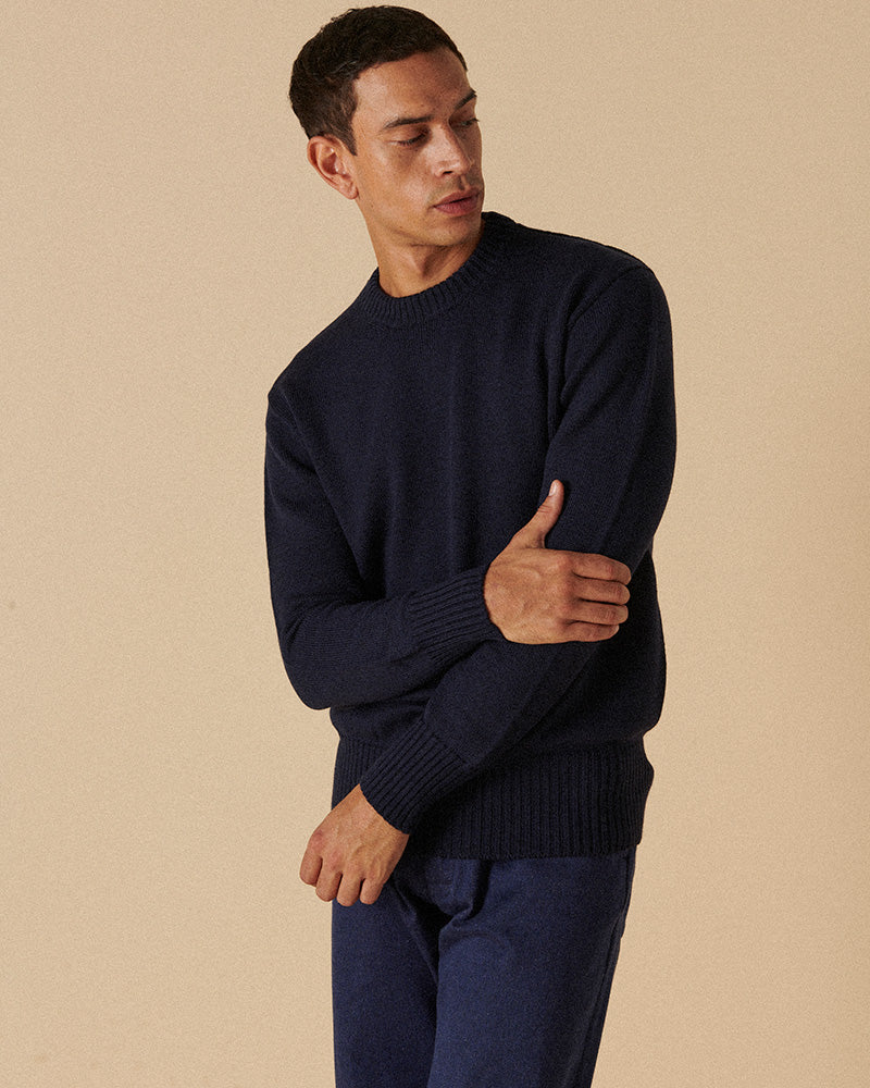 Merino Crewneck Navy Anthracite