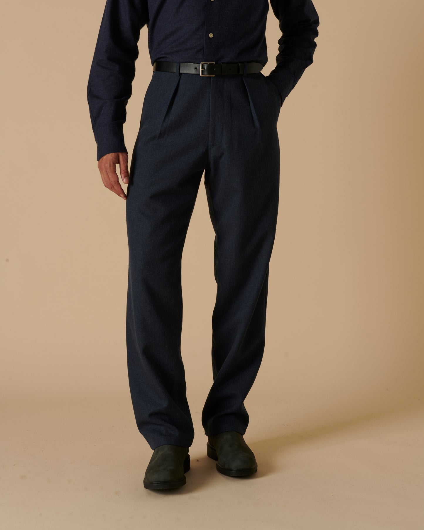 Wool Straight Leg Trousers Airforce