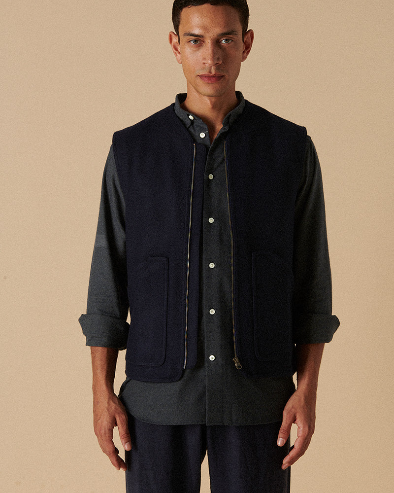 Heavy Wool Gilet Midnight