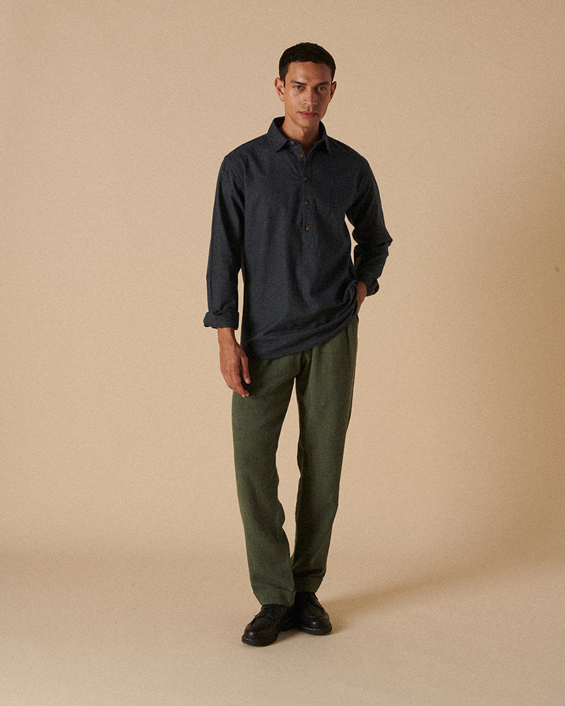 Cotton & Cashmere Long Sleeve Smock Flint Twill