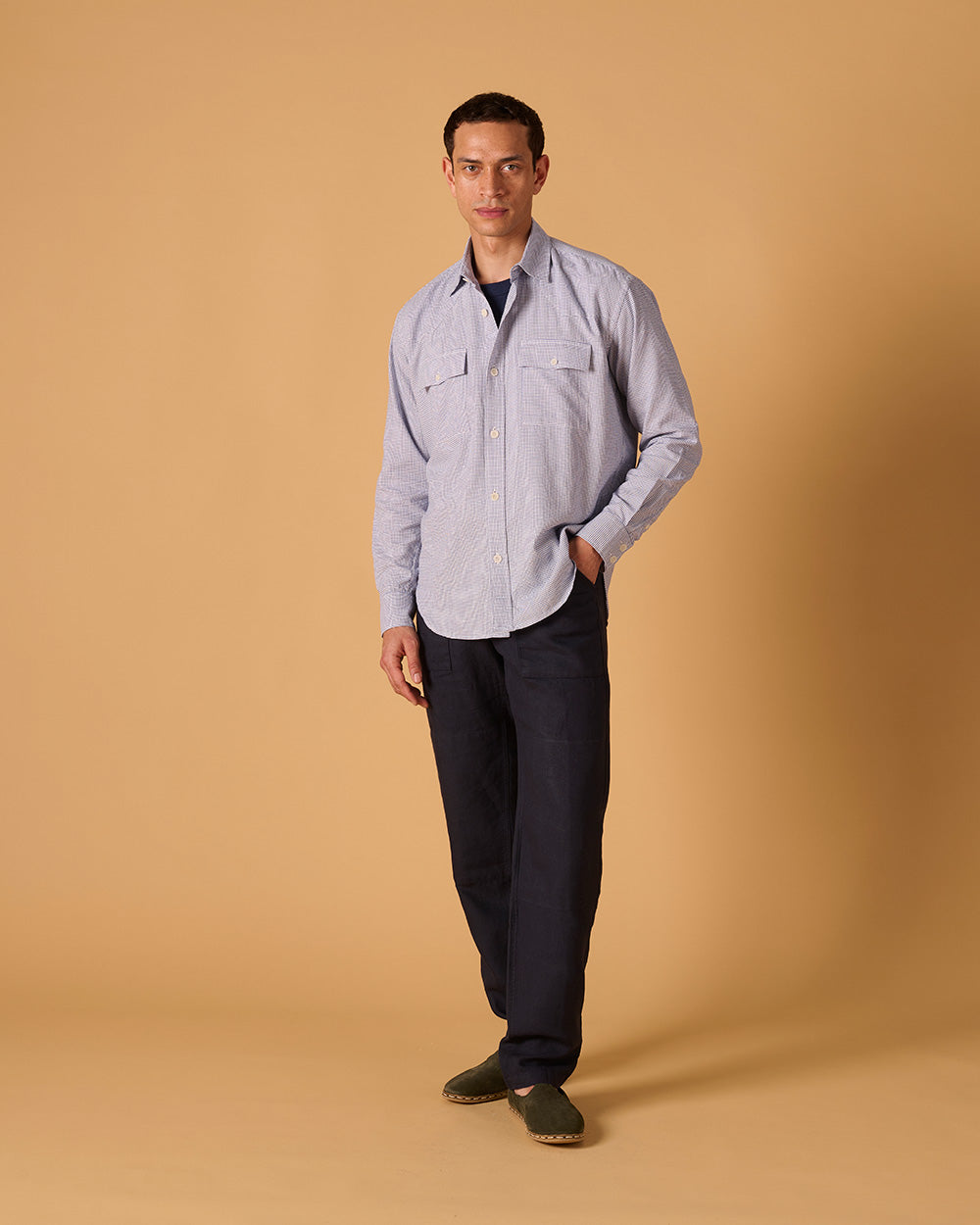 Western Shirt Classic Blue Pin Check