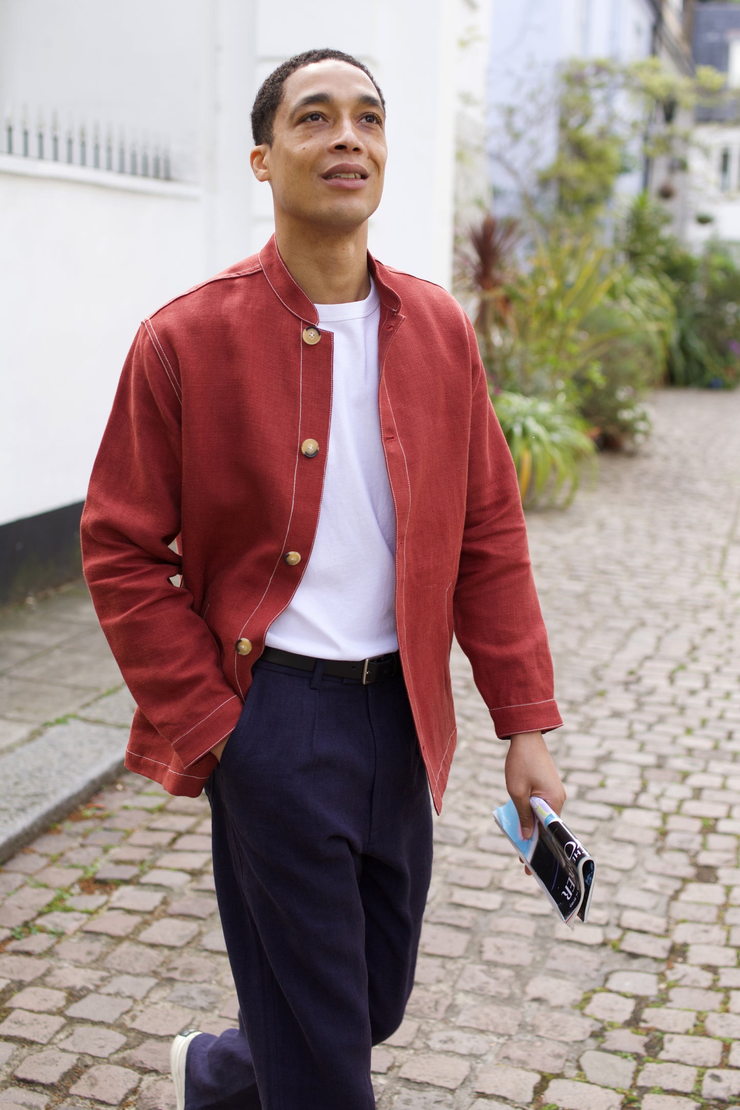 Midweight Linen Travel Jacket Crimson