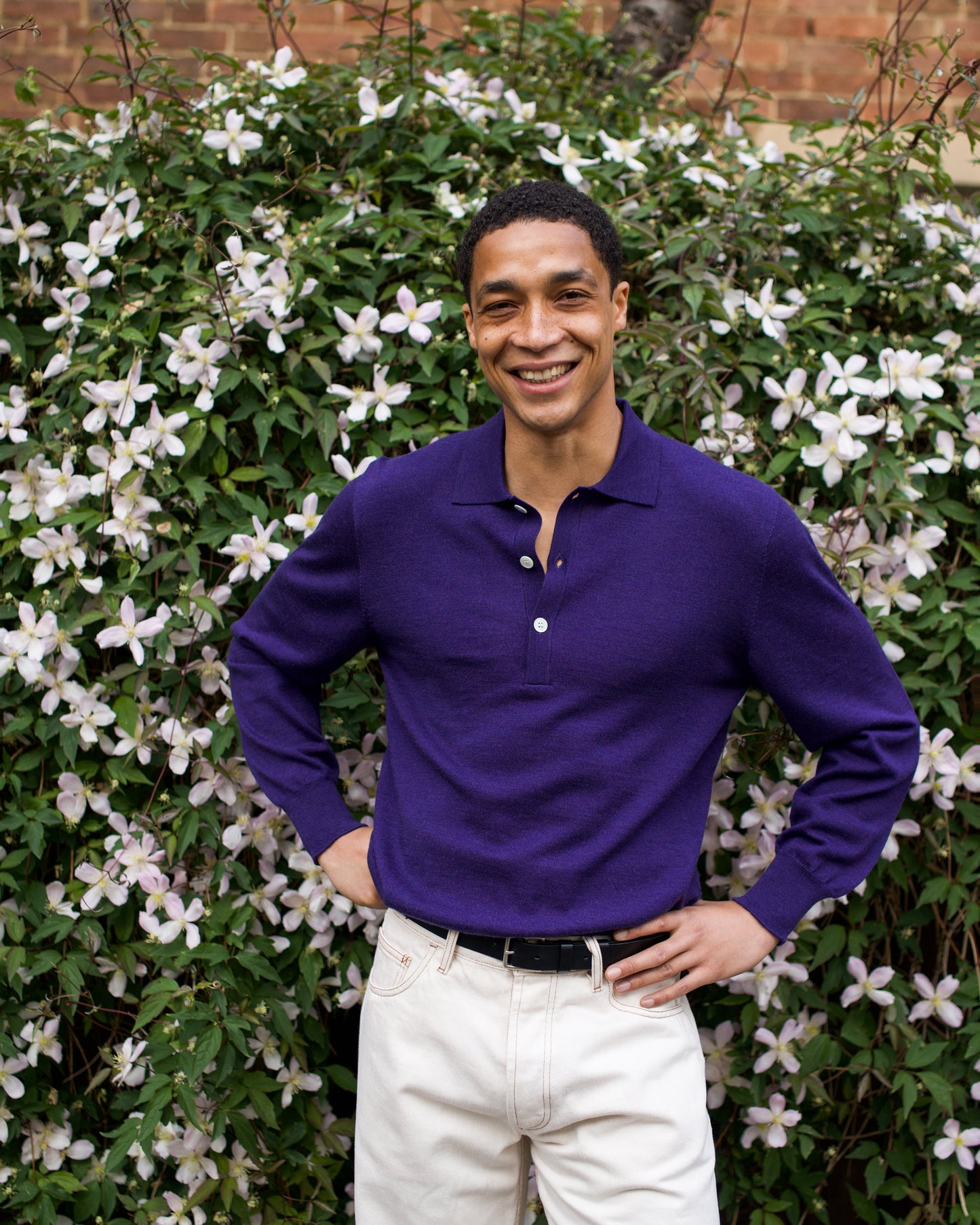 Merino Long Sleeve Polo Conduit Blue