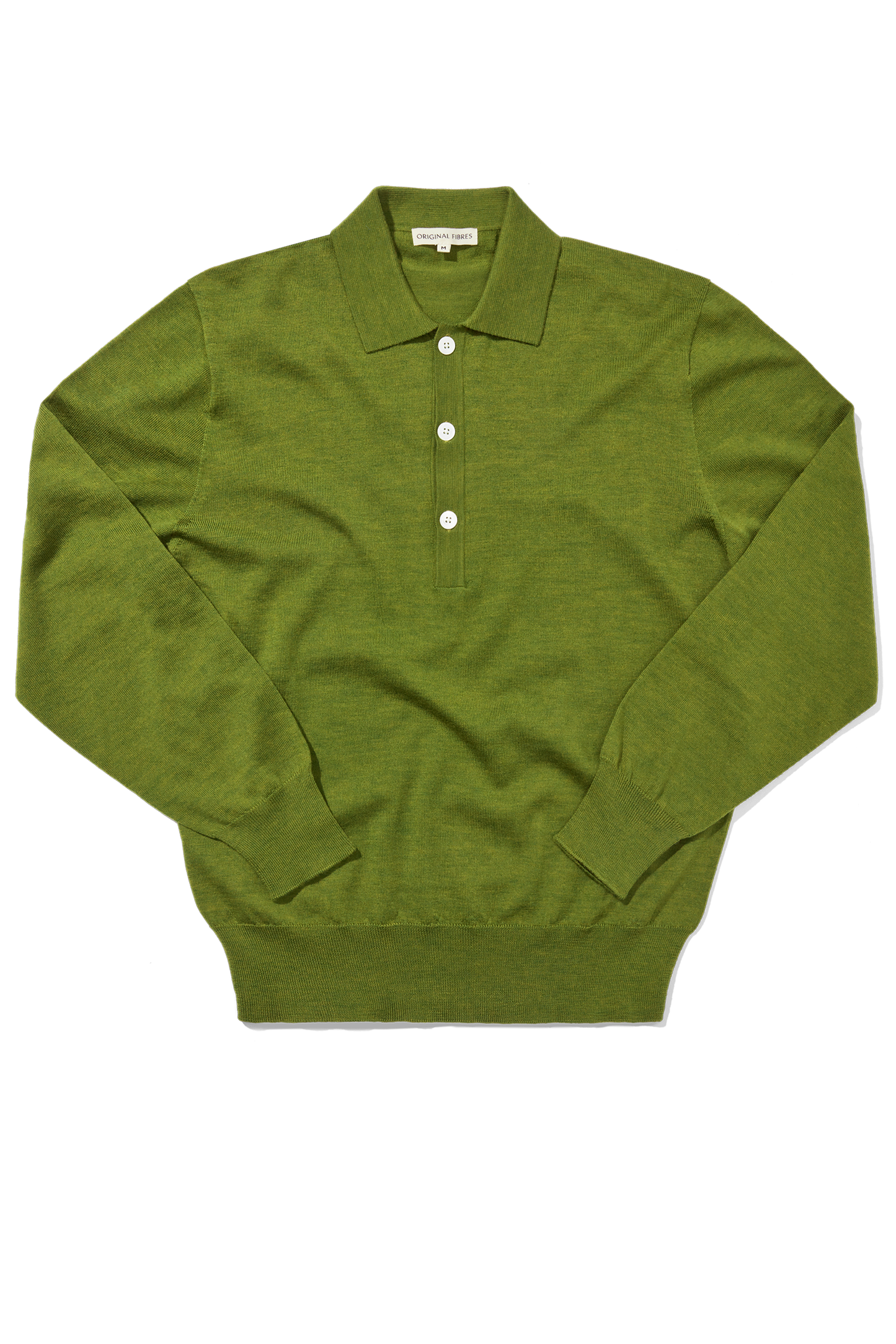 Merino Long Sleeve Polo Moss Green