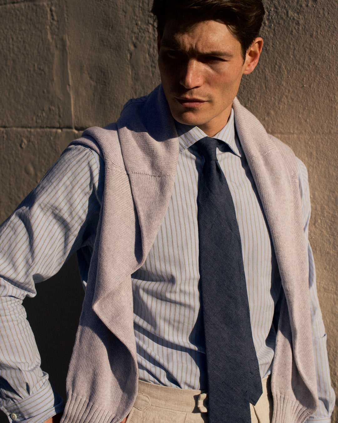 Linen Tie Denim Blue