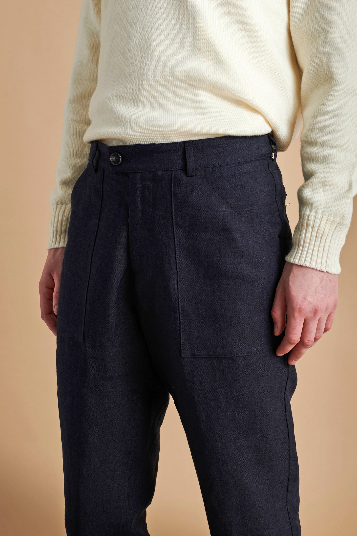 Patch Pocket Trousers Navy Blue