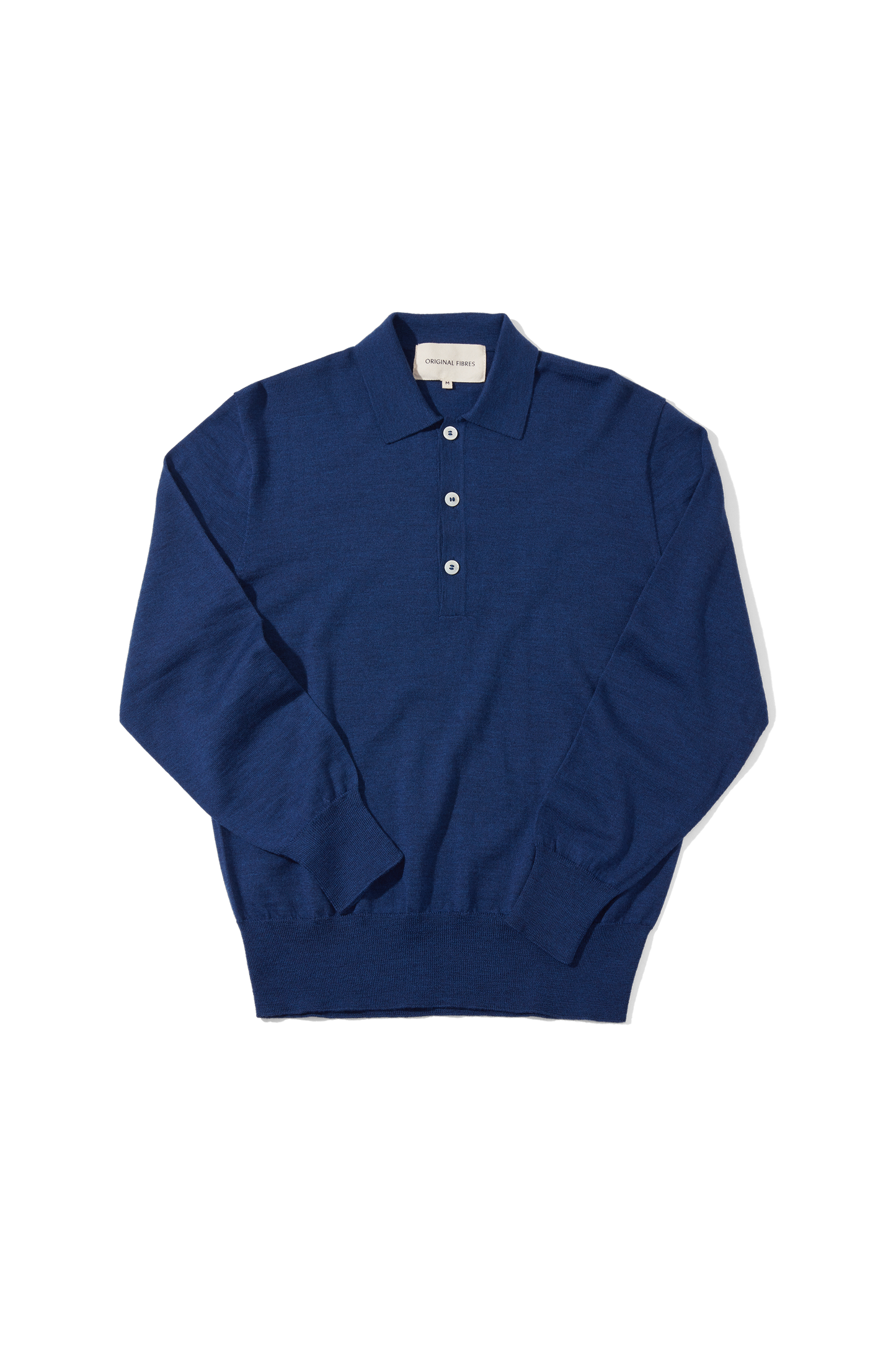 Merino Long Sleeve Polo Egyptian Blue