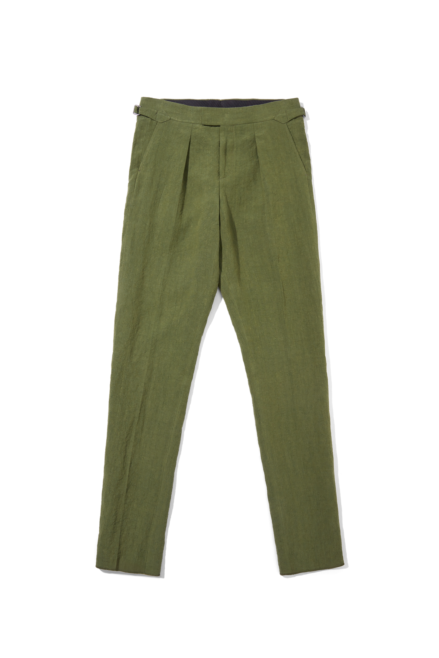 Laundered Linen Suit Trouser Olive Green