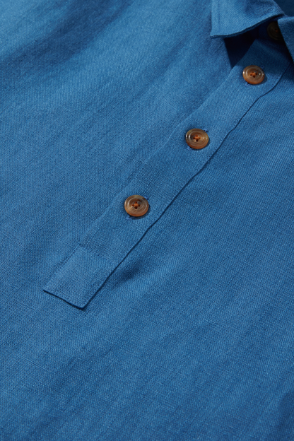 Heavy Linen Short Sleeve Smock Borage Blue