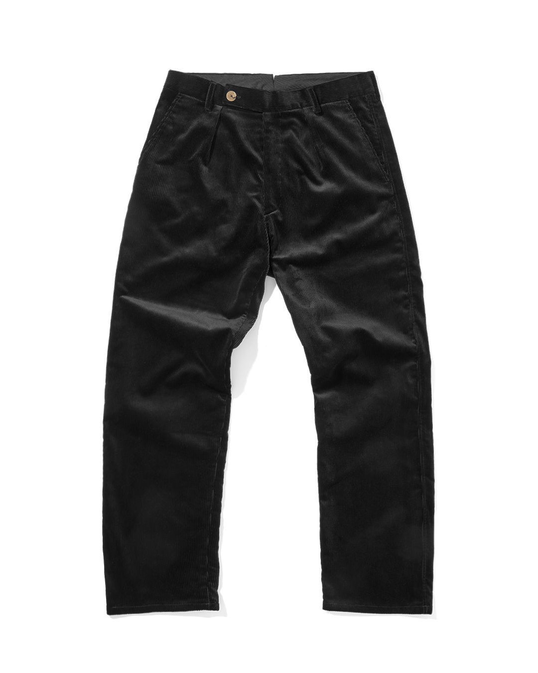 Corduroy Straight Leg Trousers Jet Black
