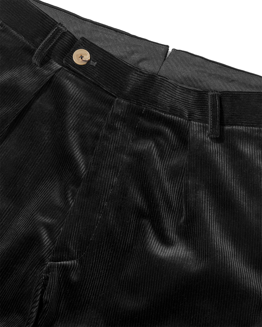 Corduroy Straight Leg Trousers Jet Black