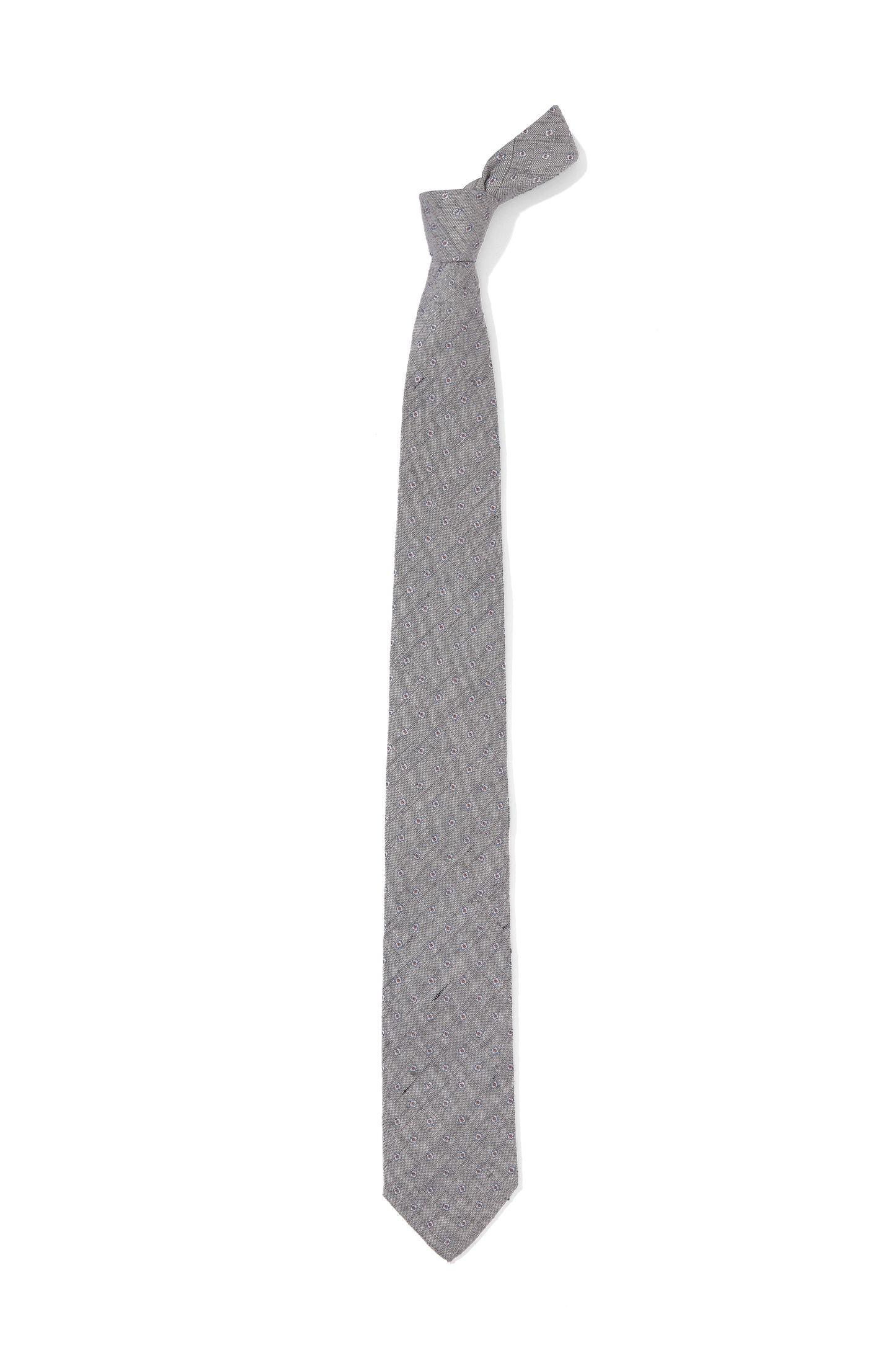 Grey Floral Silk Shantung Tie