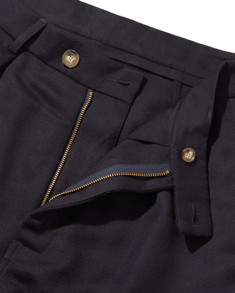 Twill Wool Straight Legs Navy