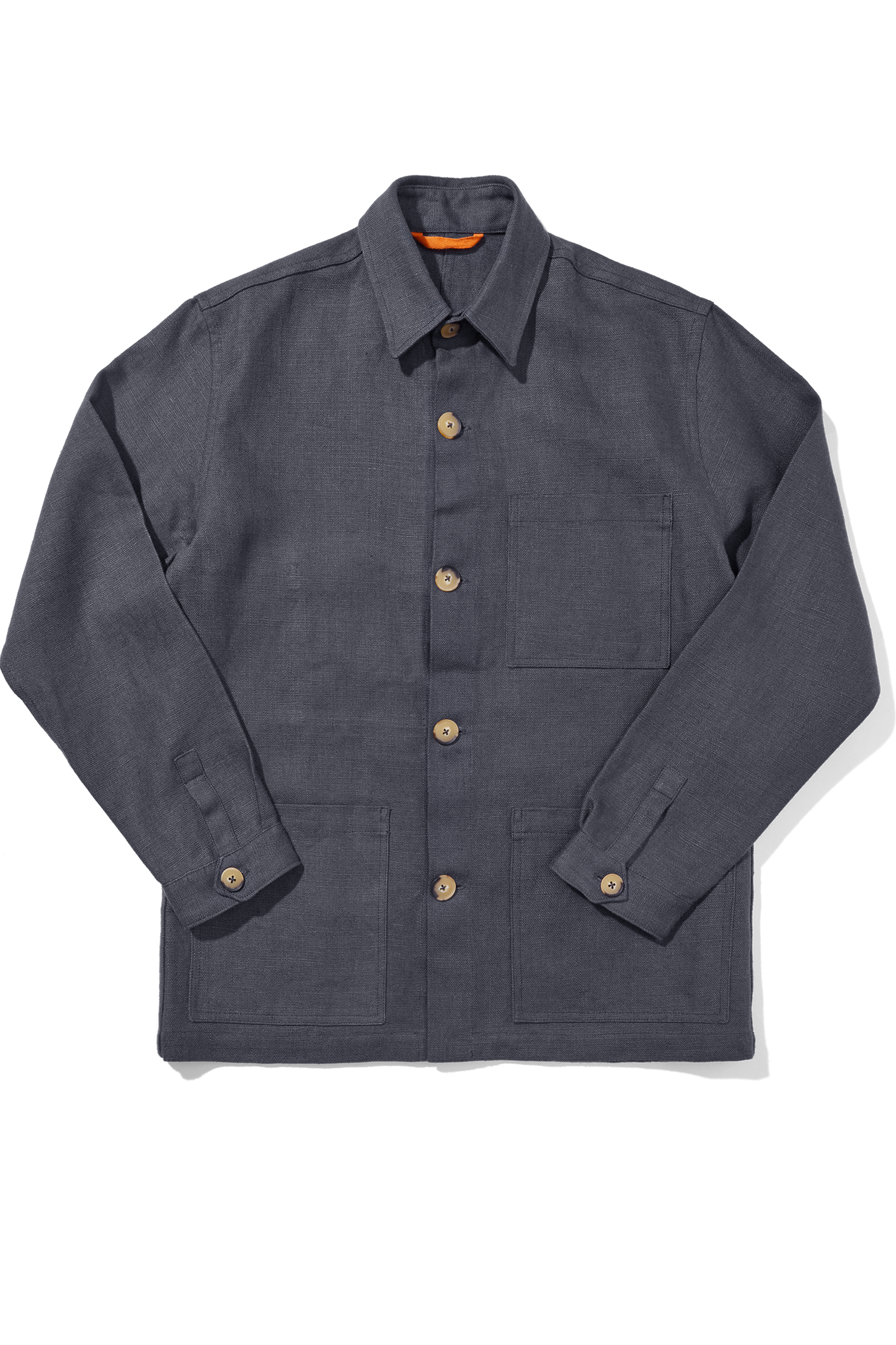 Midweight Linen Railway Jacket Charcoal Blue