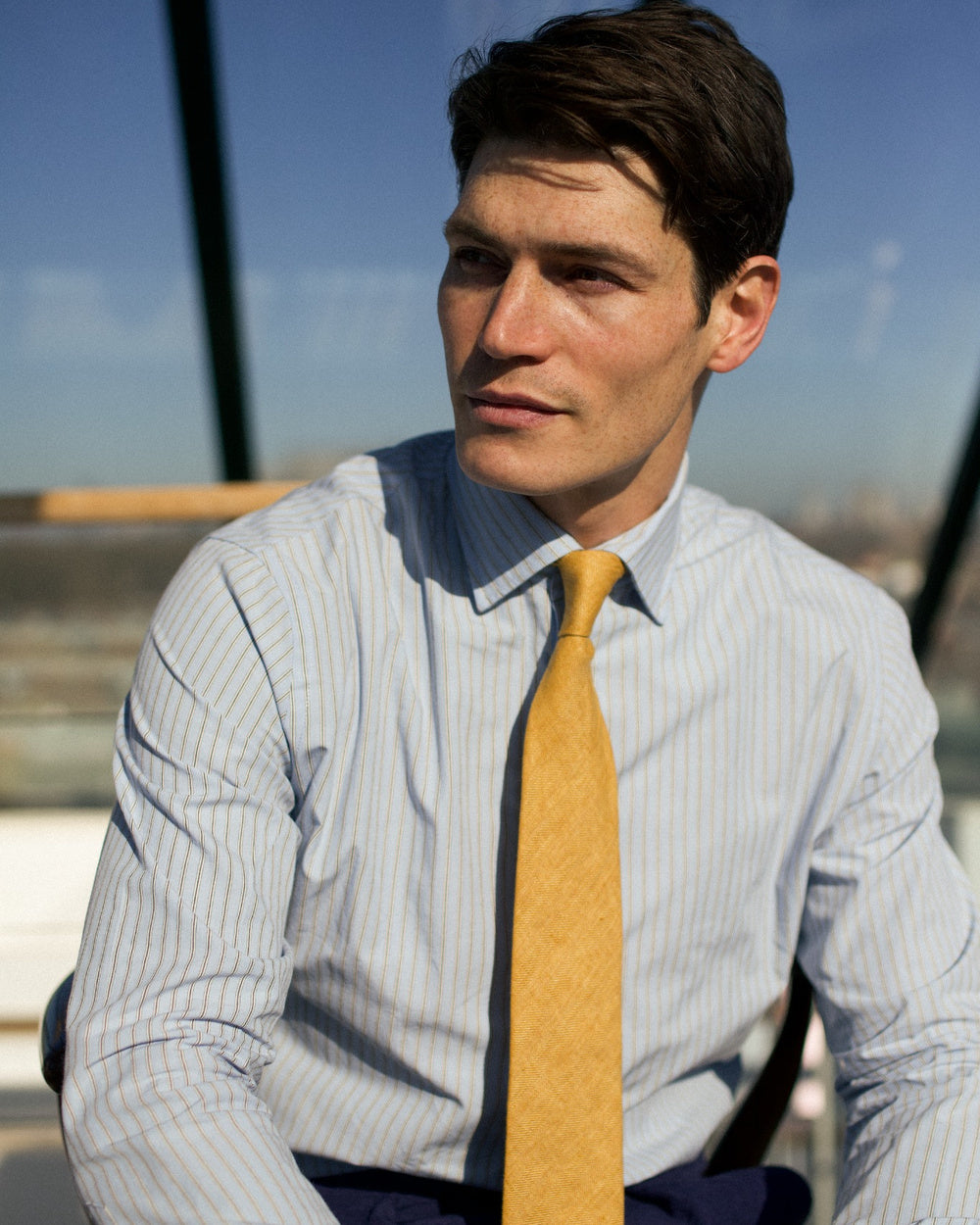 Organic Cotton Formal Shirt Blue Bar Stripe