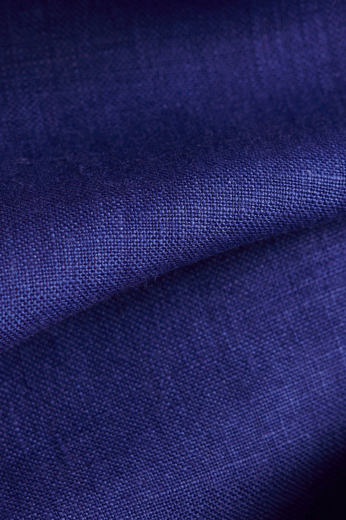 Medium Weight Linen Collarless Long Sleeve Smock Klein Blue