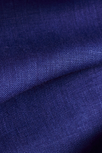 Medium Weight Linen Collarless Long Sleeve Smock Klein Blue