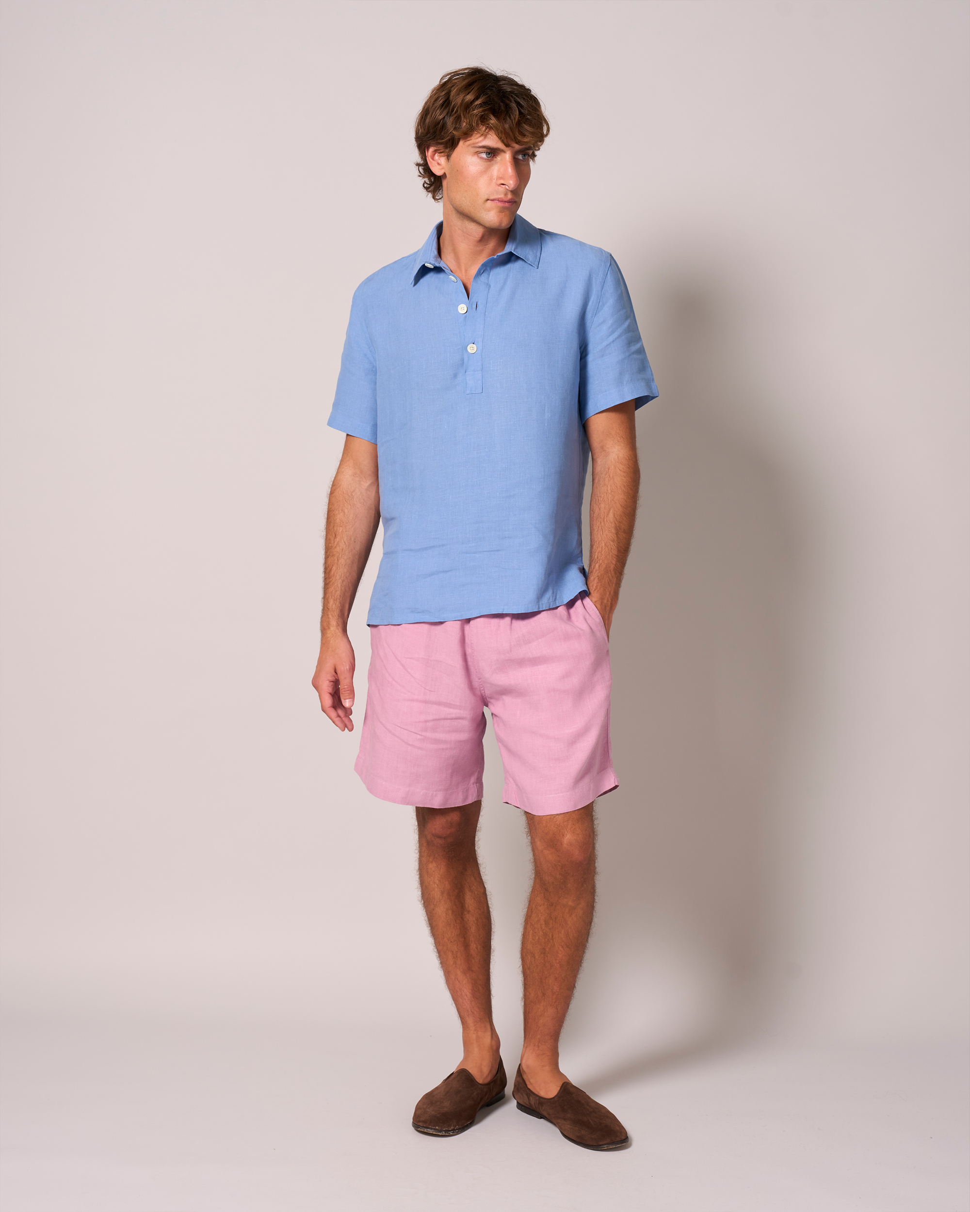 Linen Short Sleeve Smock Holiday Blue