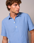 Linen Short Sleeve Smock Holiday Blue