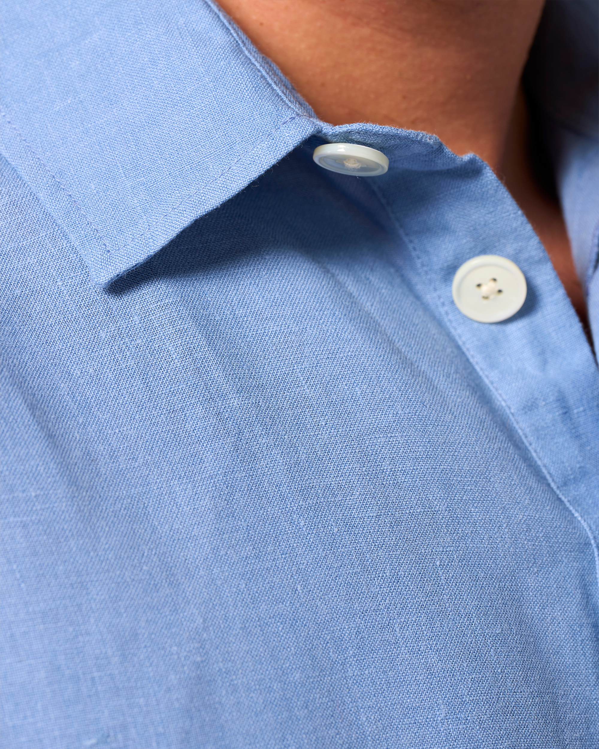 Linen Short Sleeve Smock Holiday Blue