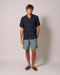 Linen Short Sleeve Cuban Soft Navy