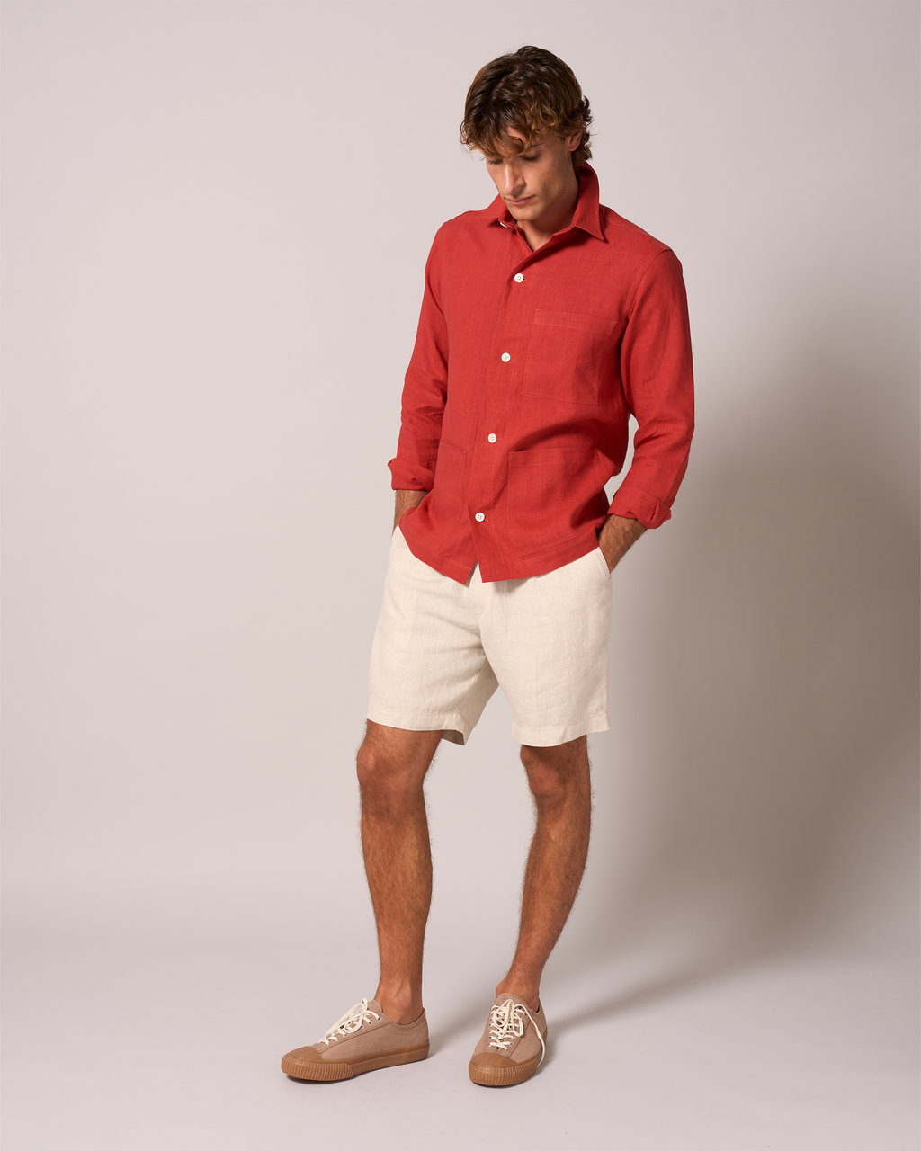 Linen Beach Jacket Cardinal Red