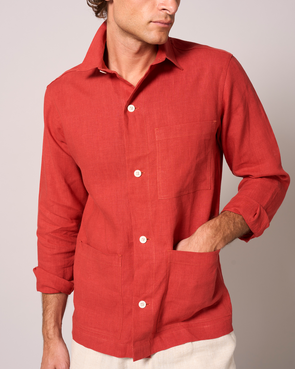Linen Beach Jacket Cardinal Red