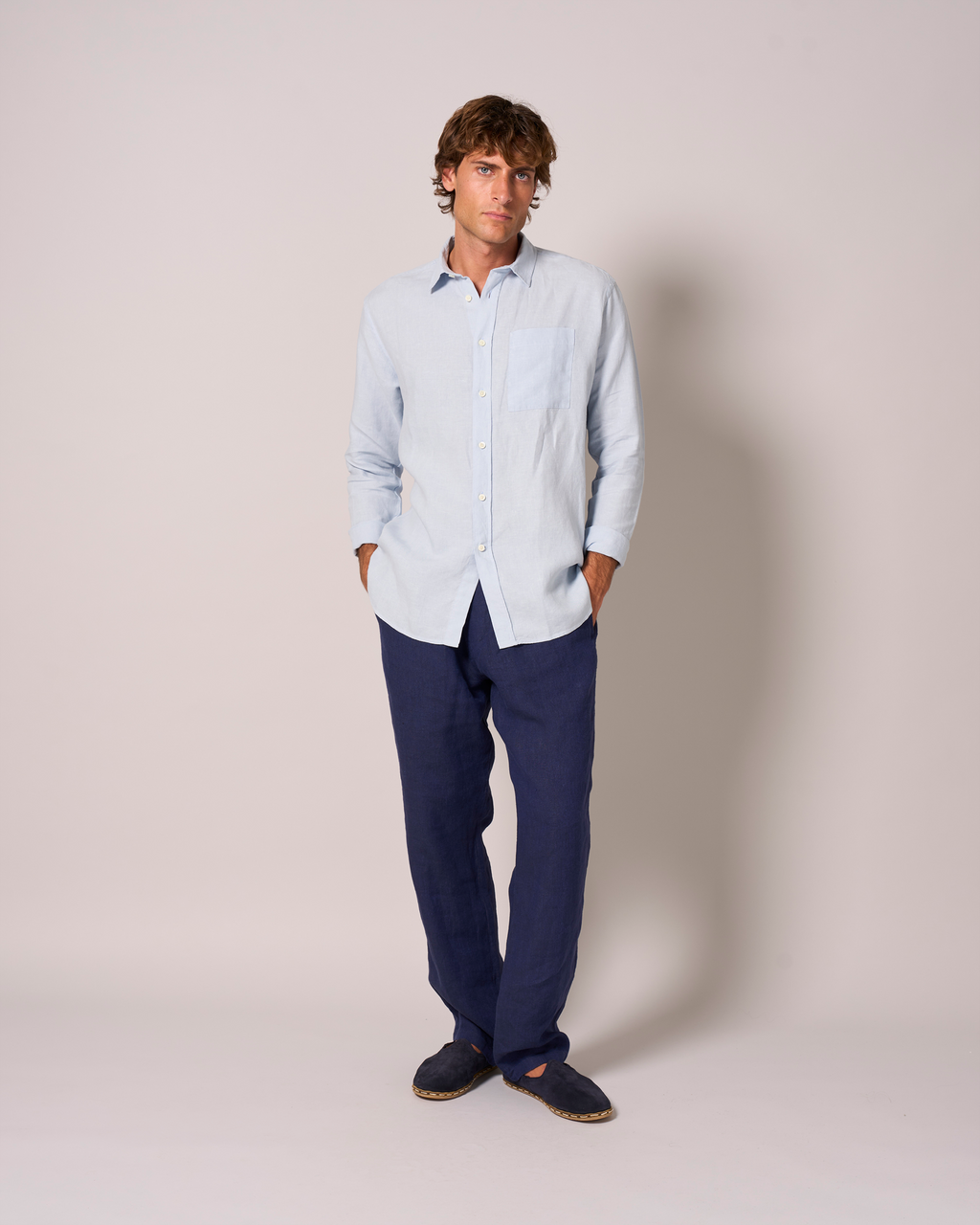 Linen Signature Shirt Sky Blue