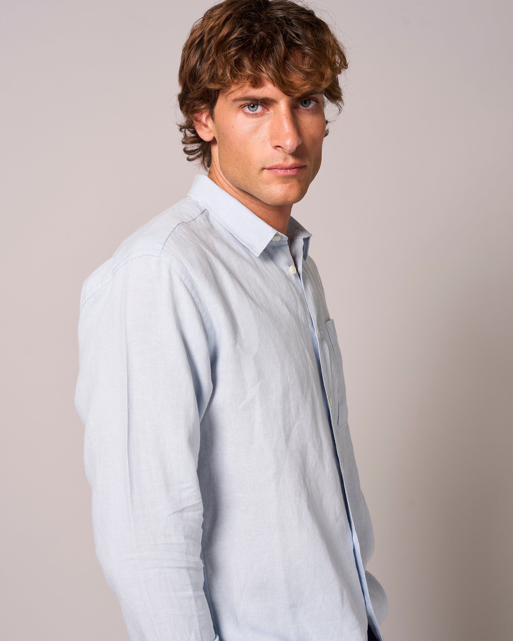 Linen Signature Shirt Sky Blue