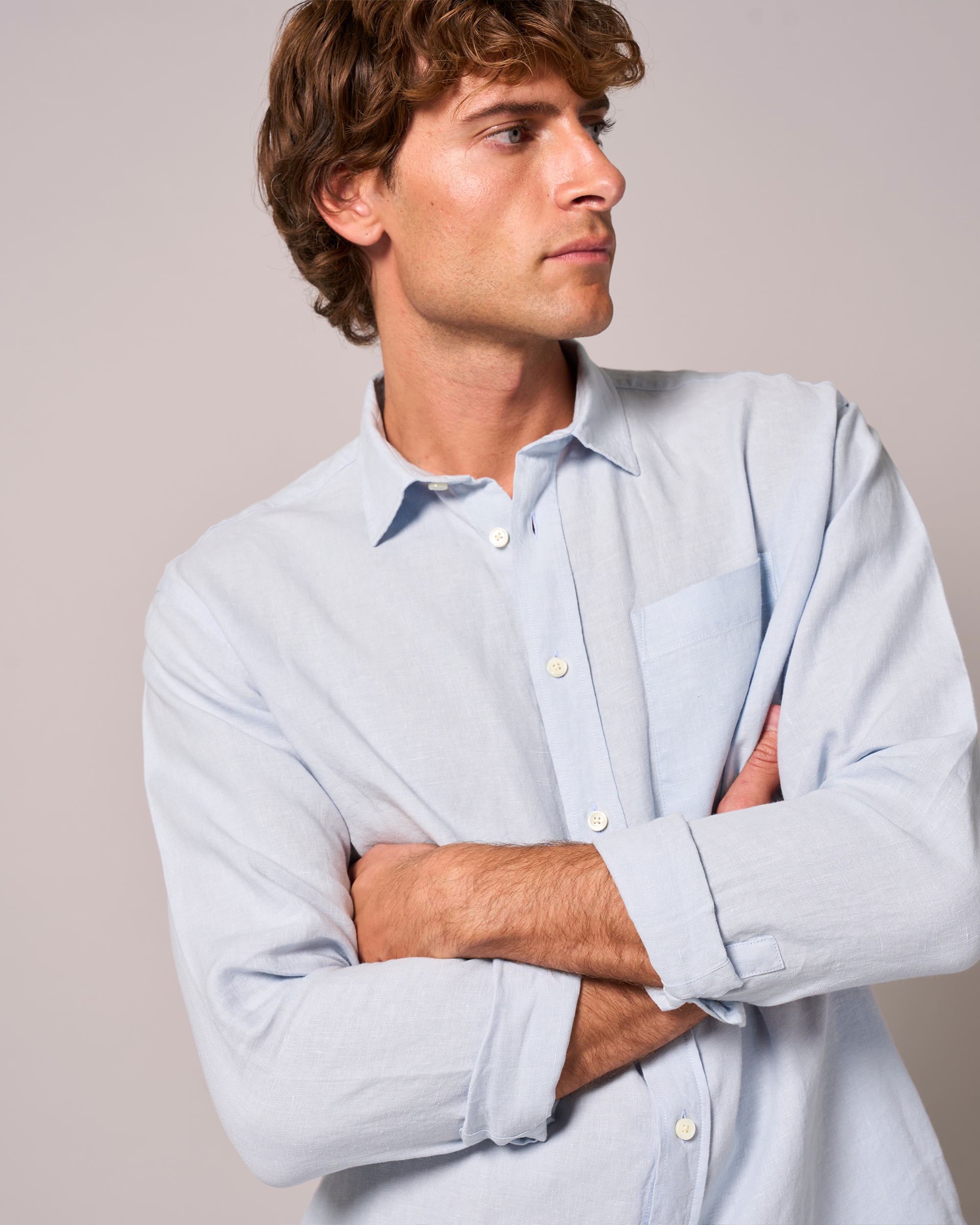 Linen Signature Shirt Sky Blue