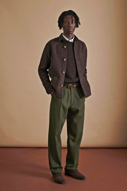 Heavy Linen Railway Jacket Cafe Noir