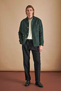 Heavy Linen Railway Jacket Forest Green