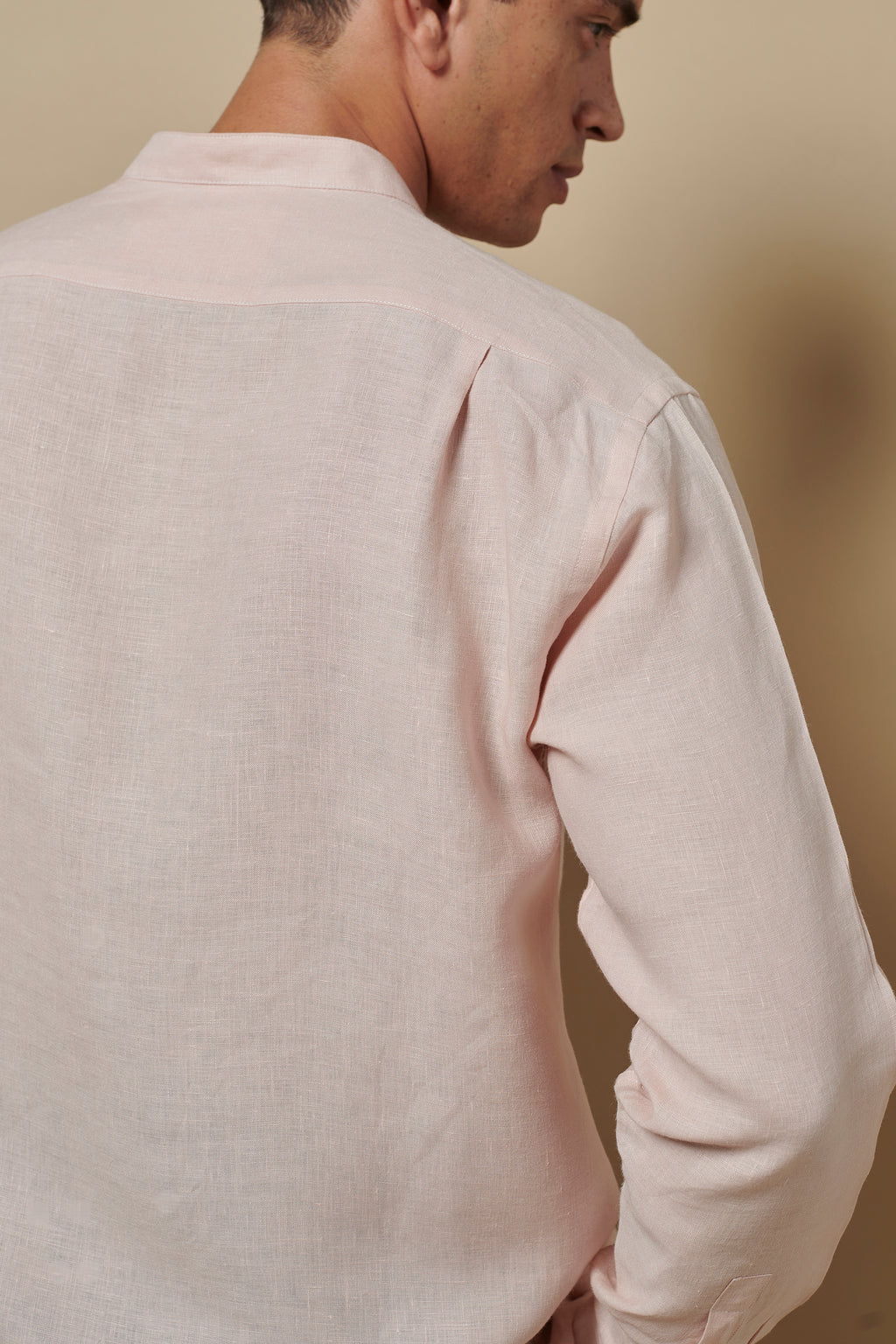 Linen Grandpa Shirt Desert Pink