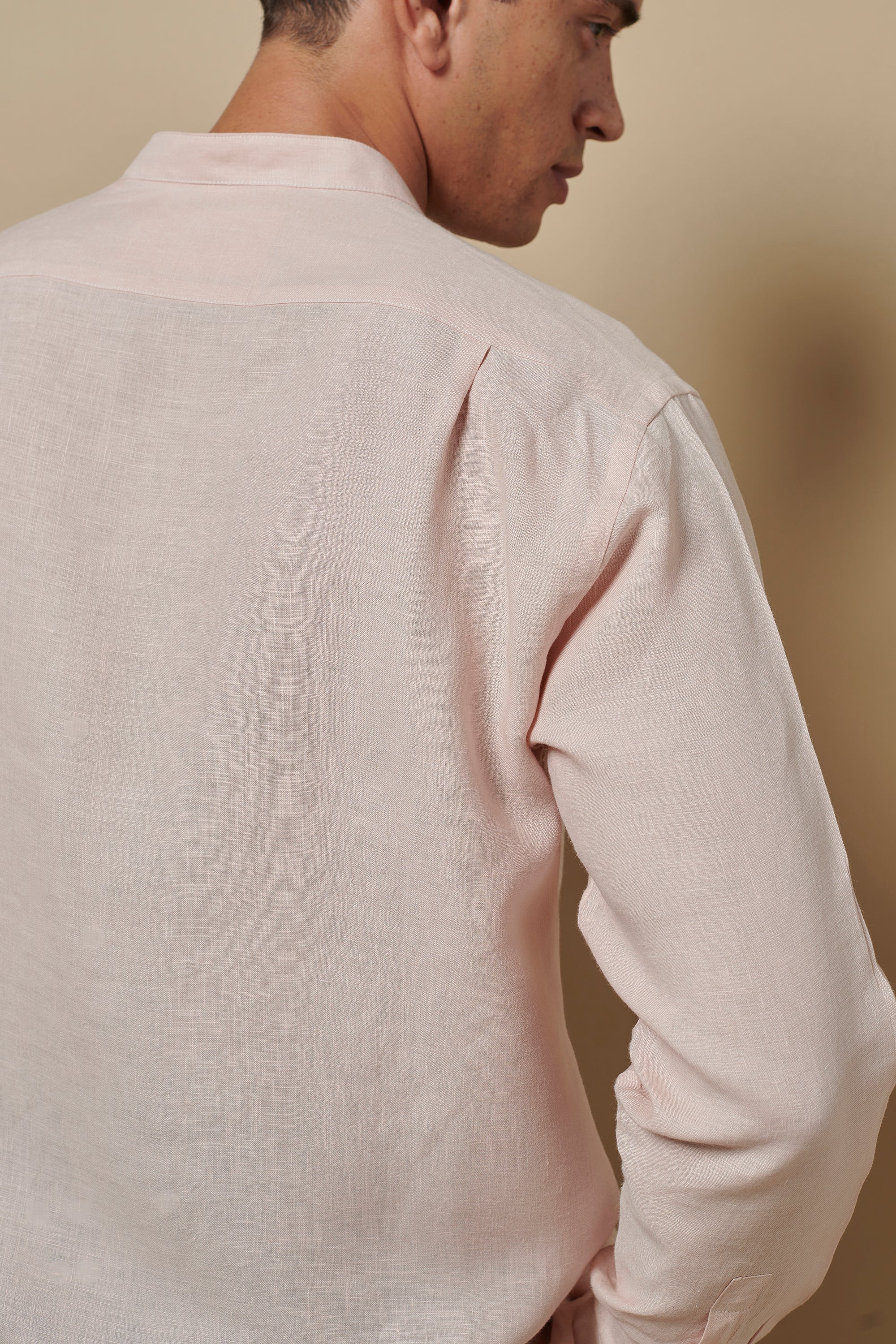 Linen Grandpa Shirt Desert Pink
