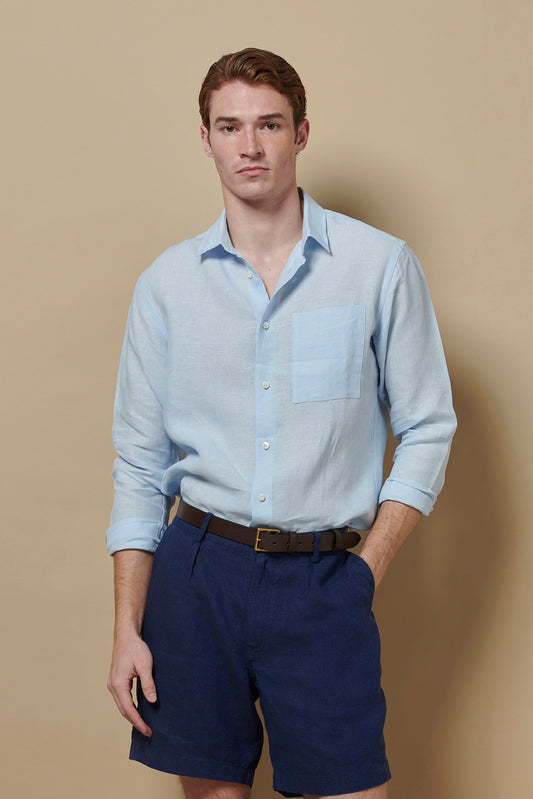 Linen Holiday Signature Shirt Sky
