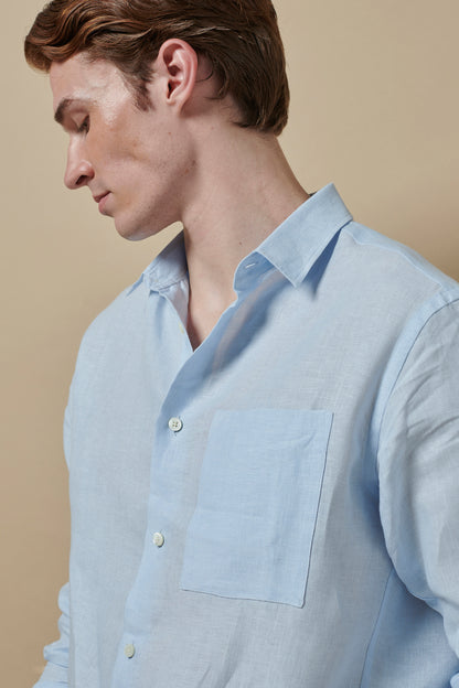Linen Holiday Signature Shirt Sky
