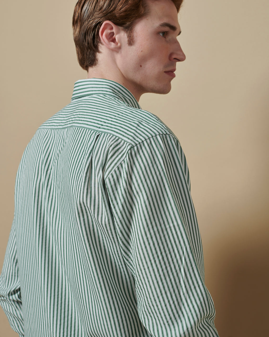 Tencel Button Down Signature Shirt Green Stripe