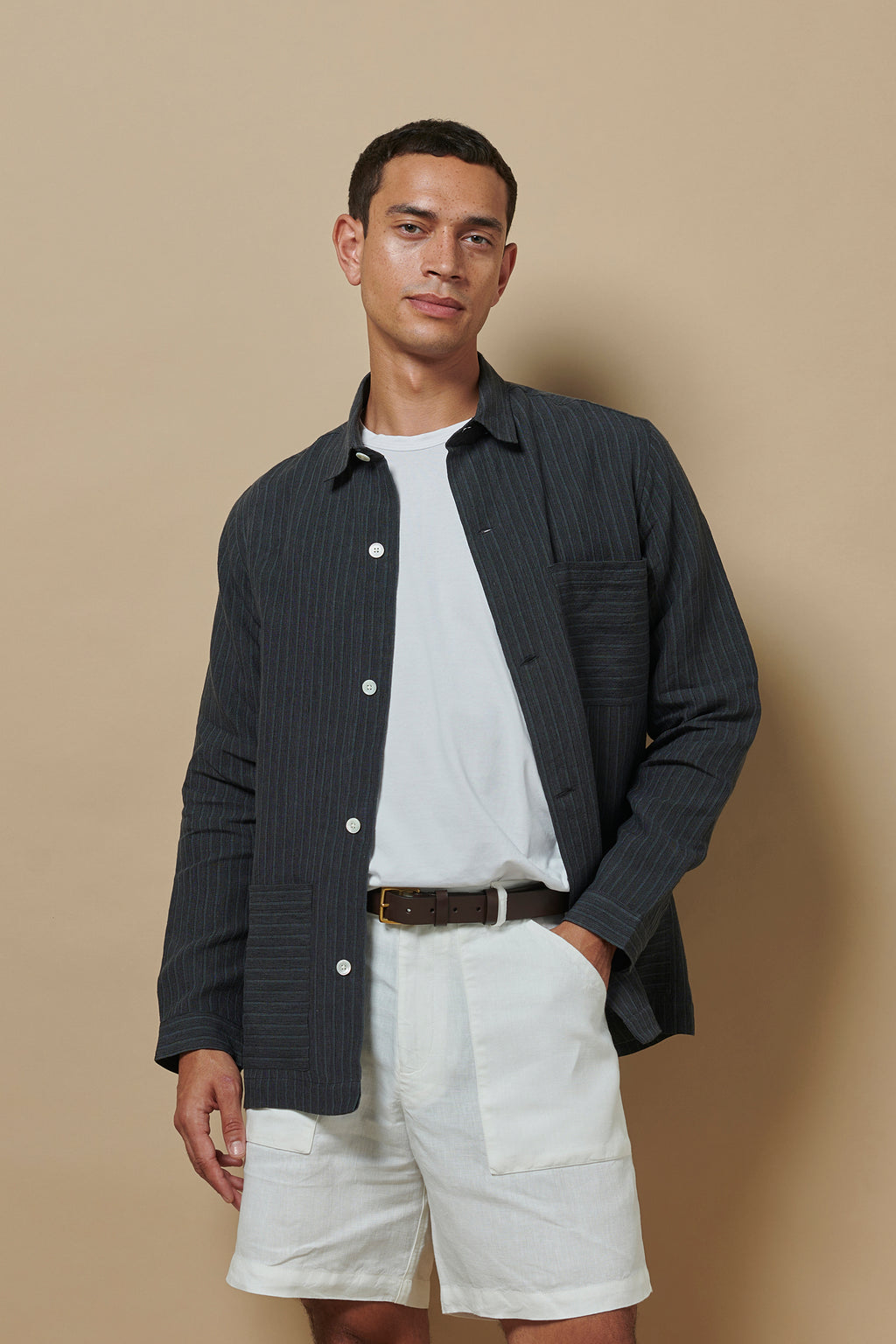 Linen Beach Jacket Rocky Blue