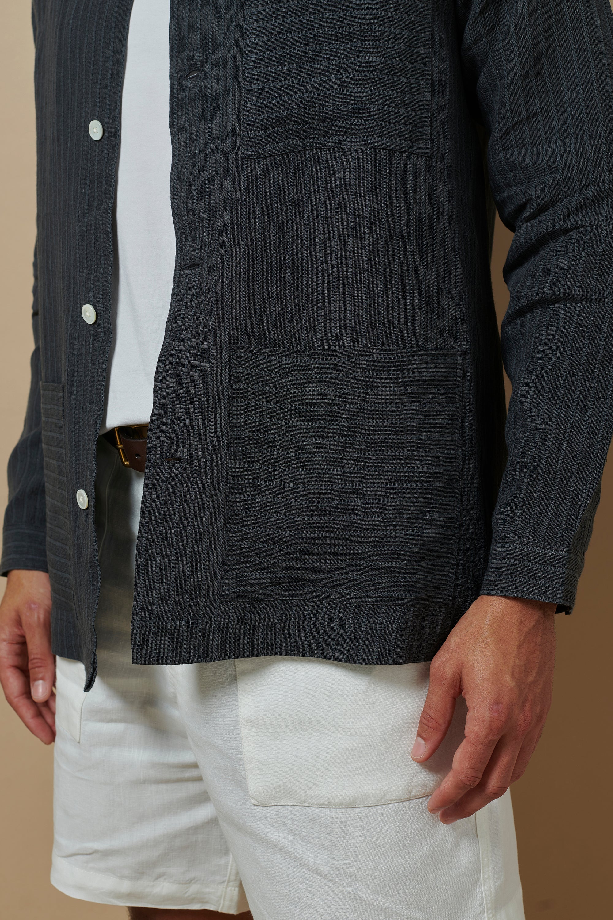 Linen Beach Jacket Rocky Blue