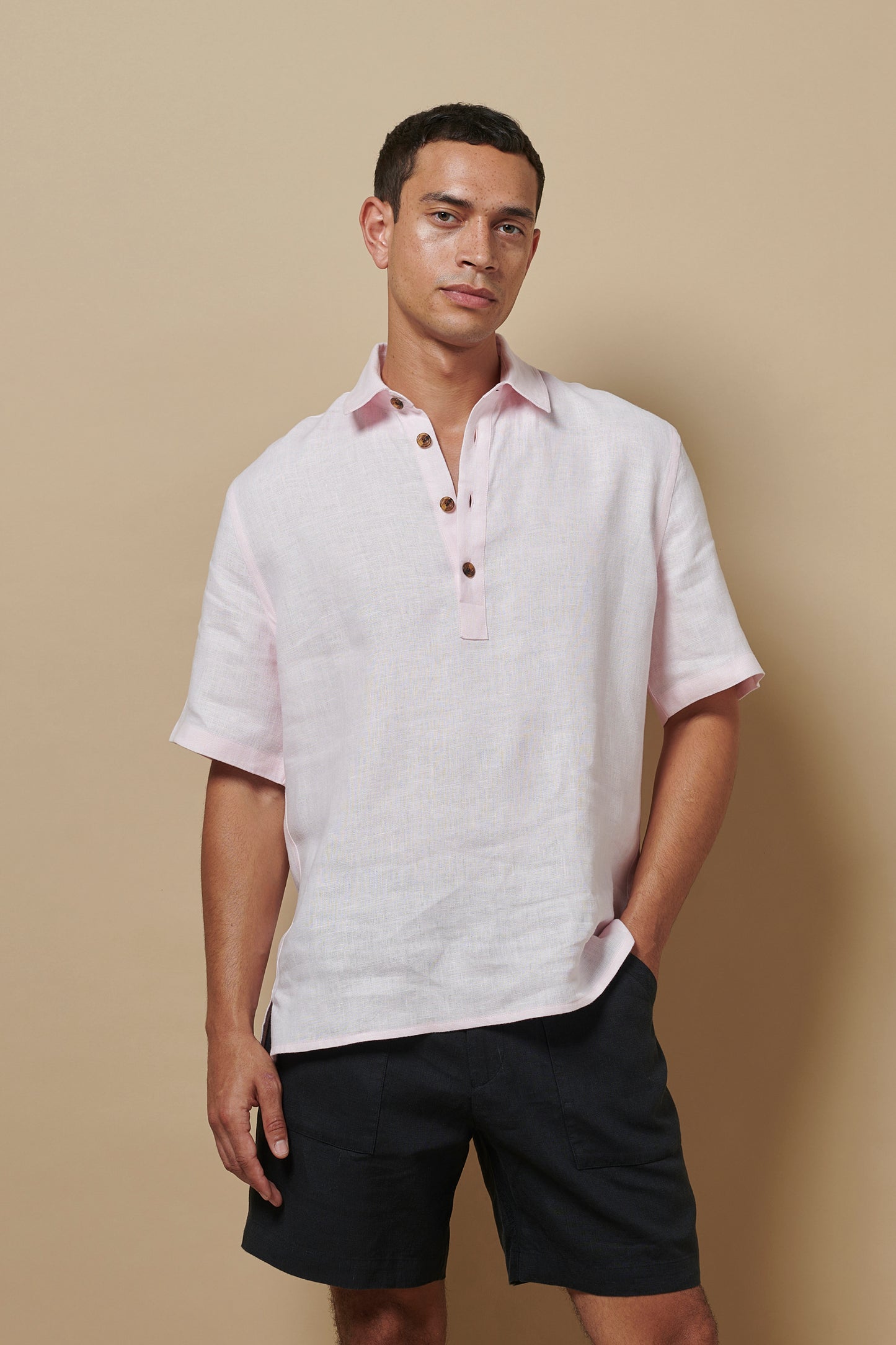 Linen Short Sleeve Smock Rose