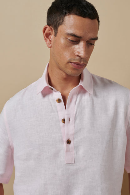 Linen Short Sleeve Smock Rose