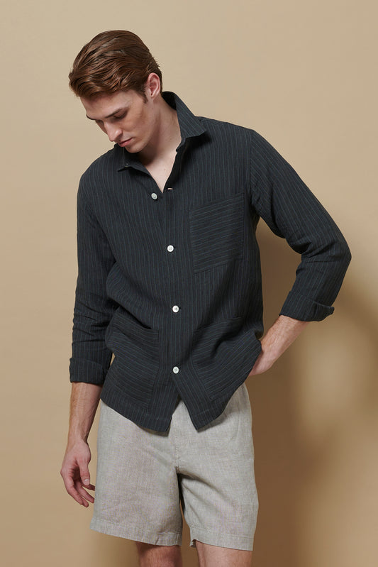 Linen Beach Jacket Rocky Blue