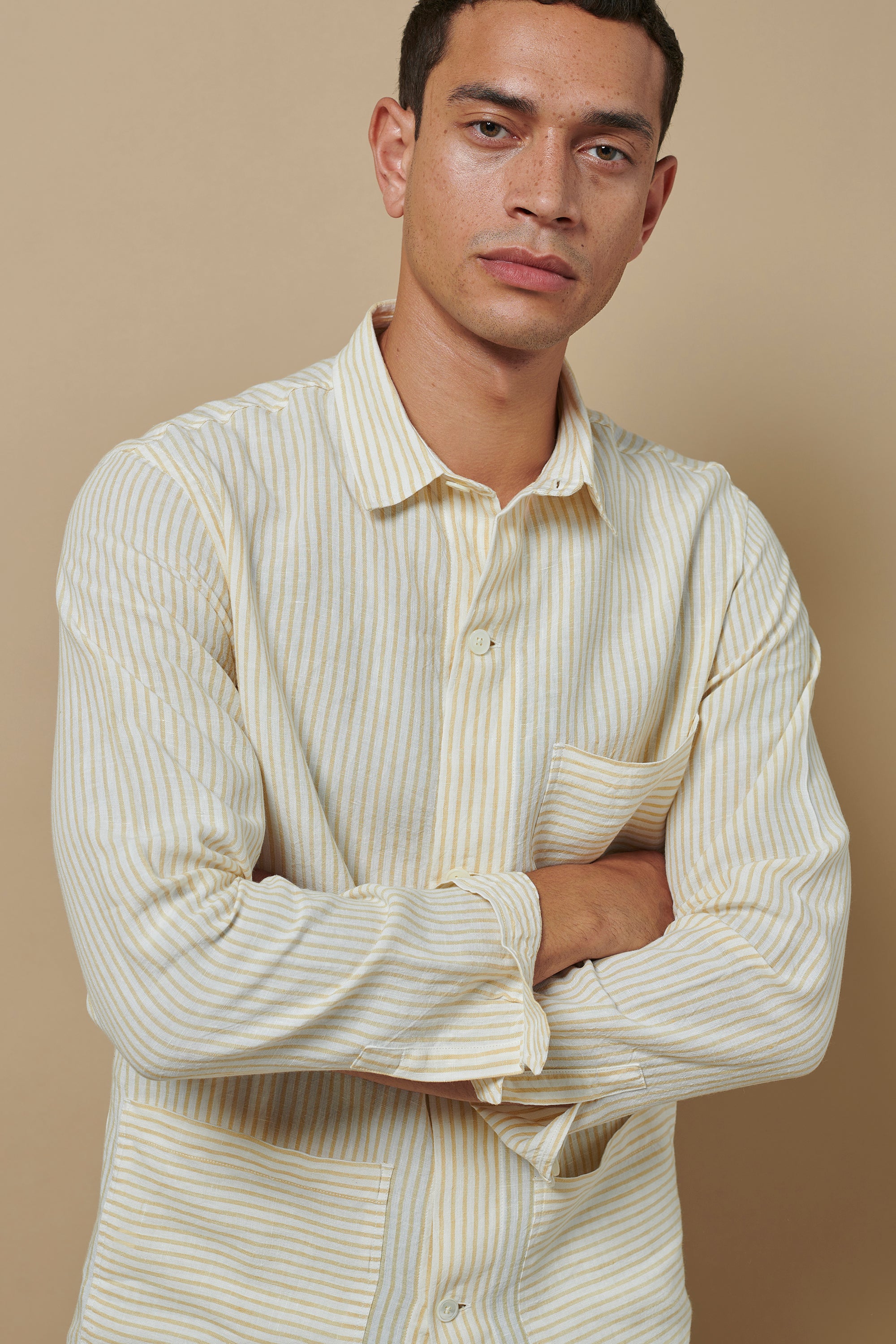 Linen Beach Jacket Umbrella Stripe