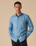 Linen Utility Overshirt Brushed Blue