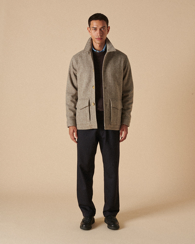 Wool Field Jacket Burnt Herringbone