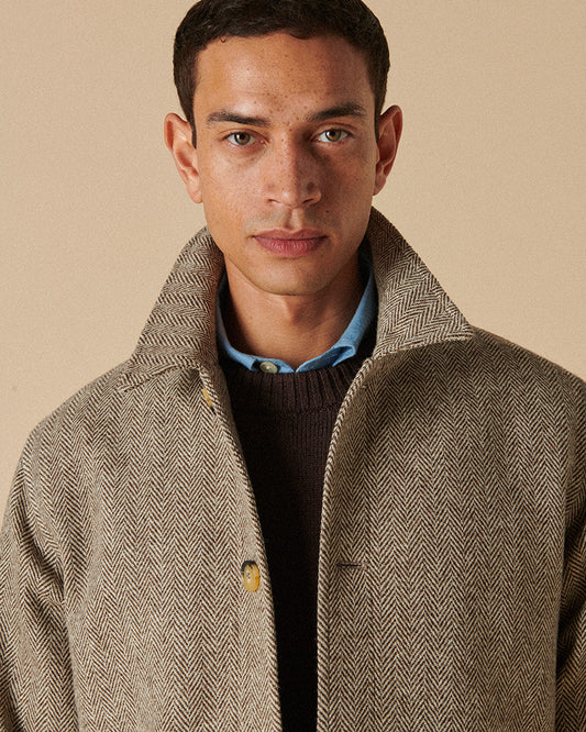 Wool Field Jacket Burnt Herringbone