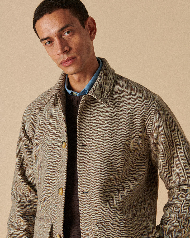 Wool Field Jacket Burnt Herringbone