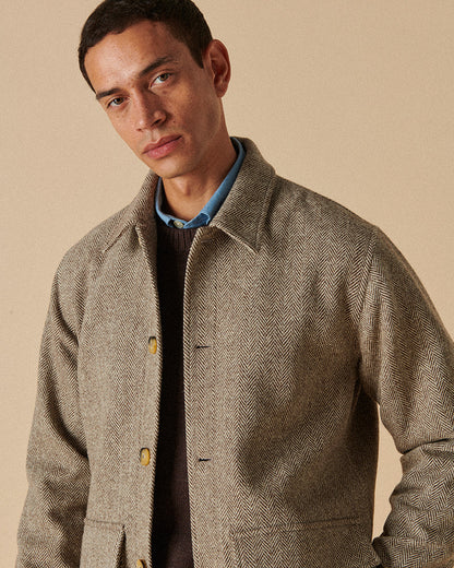 Wool Field Jacket Burnt Herringbone